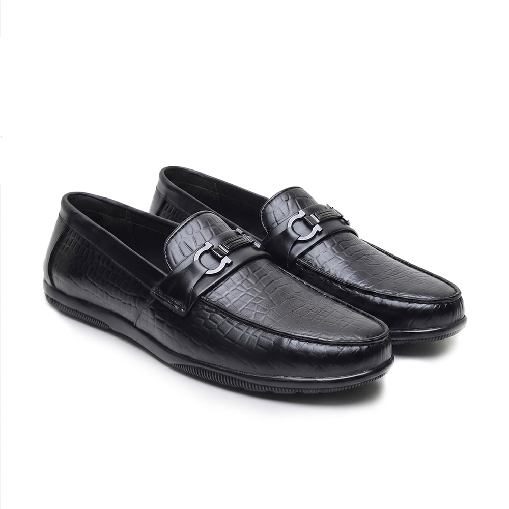 Hayes London | Jaxon Horsebit Loafers – Black Croco Genuine Leather Men’s Shoes