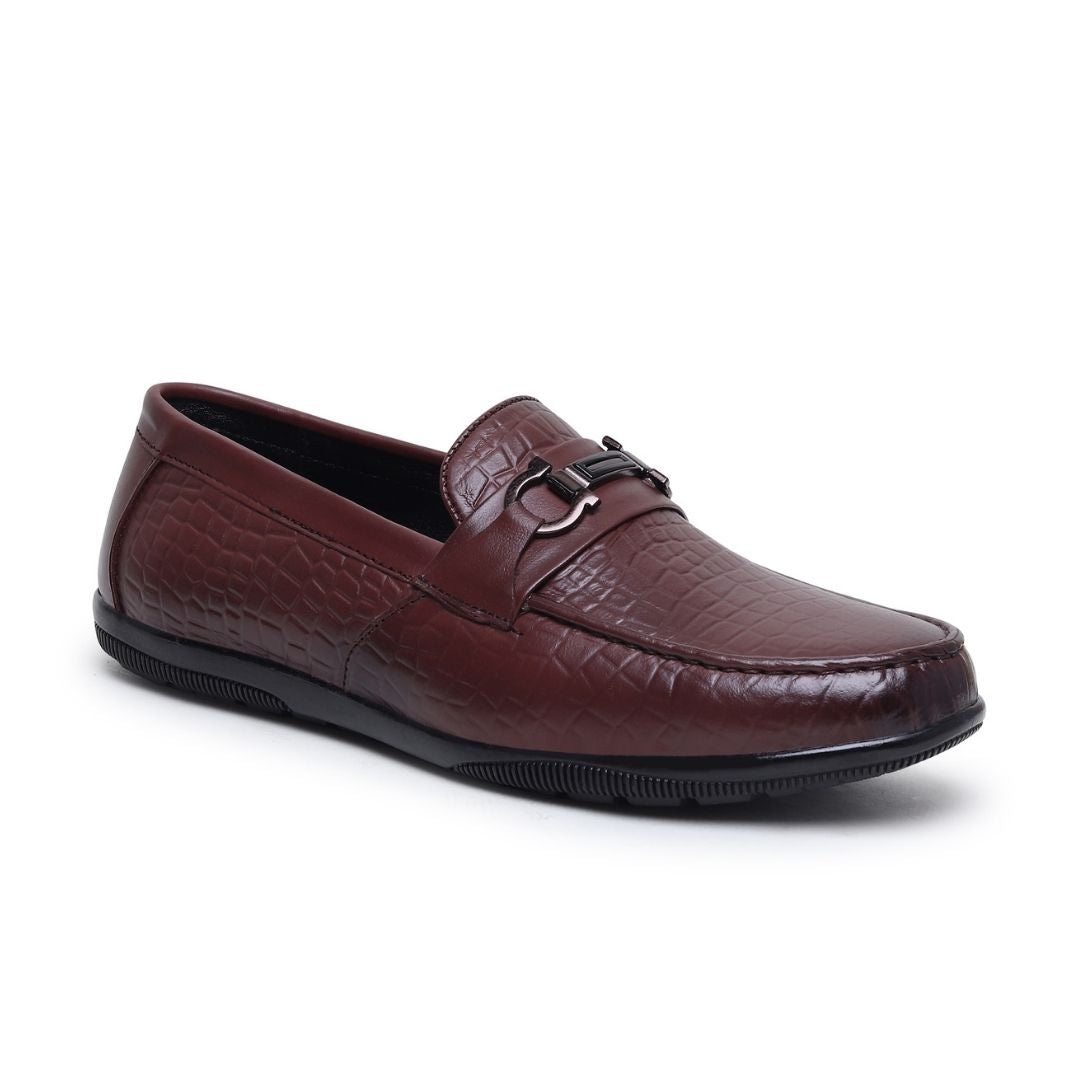 Hayes London | Jaxon Horsebit Loafers – Brown Croco Genuine Leather Men’s Shoes