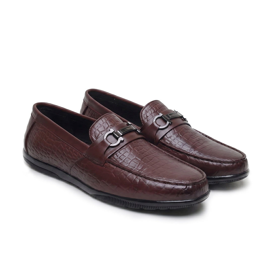 Hayes London | Jaxon Horsebit Loafers – Brown Croco Genuine Leather Men’s Shoes