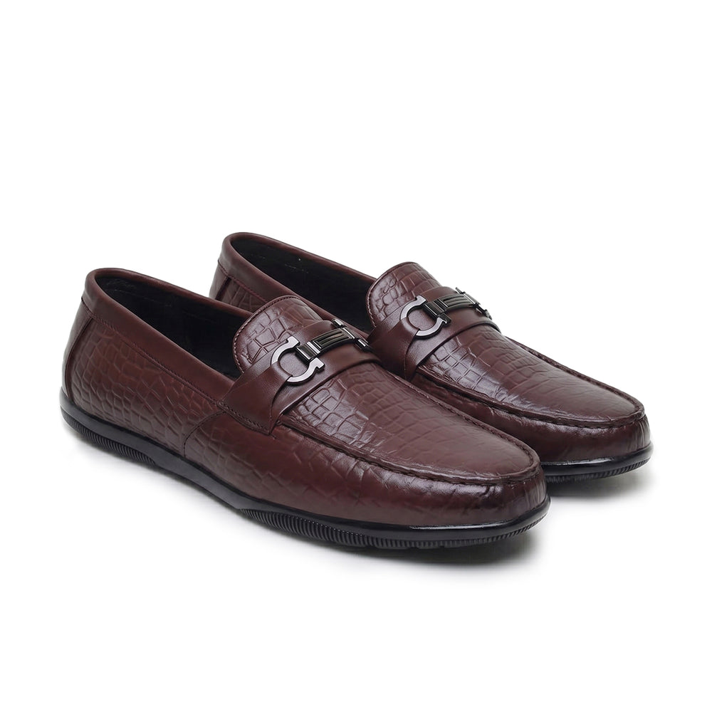 Hayes London | Jaxon Horsebit Loafers – Brown Croco Genuine Leather Men’s Shoes
