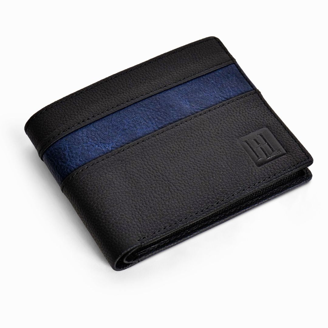 Hayes London | Maverick Black Genuine Leather Textured Wallet for Men - RFID Blocking, Slim Bifold Wallet with 11 Compartments
