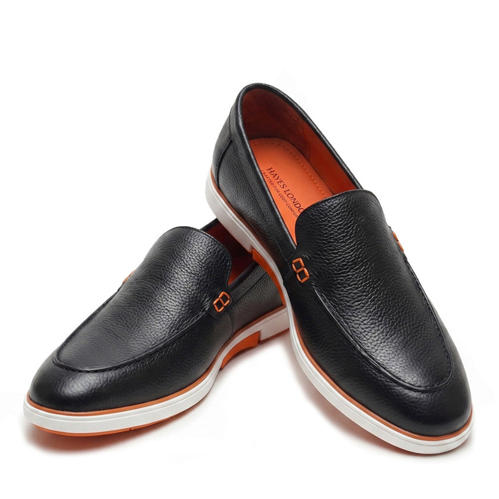 Hayes London | Rio Black - Genuine Leather Casual Loafer Shoes for Men – Smart, Breathable Summer-Walk Loafers