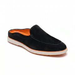 Hayes London | Riviera Ash Grey - Italian Suede Leather Backless Slip-On Mule Loafers for Men – Casual Summer-Walk Half Shoes