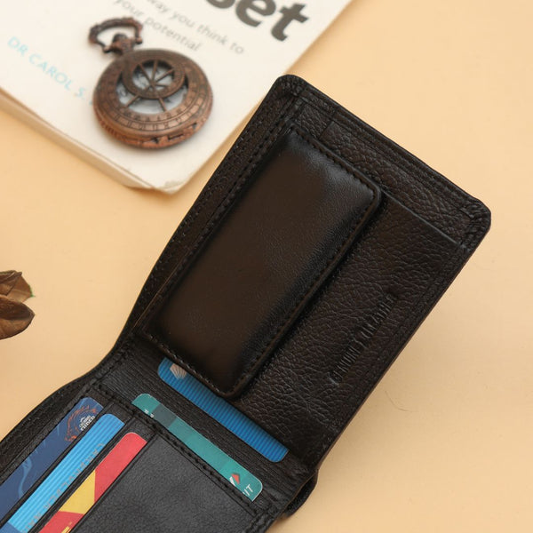 Hayes London | Hayes London Signature Black Genuine Leather Textured Wallet for Men - RFID Blocking, Slim Bifold Wallet with 8 Compartments