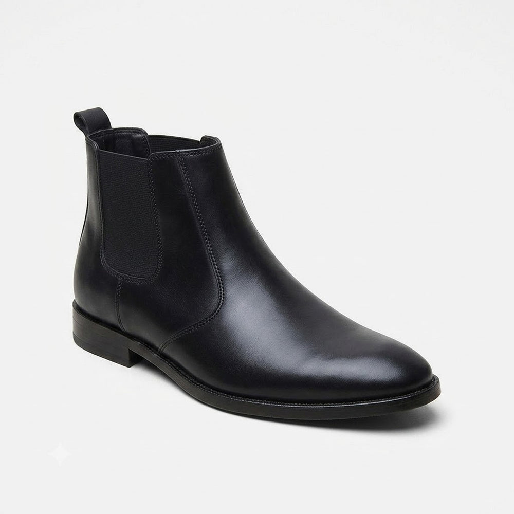 Hayes London | Strider Chelsea Boots – Black Plain Genuine Leather Men’s Shoes