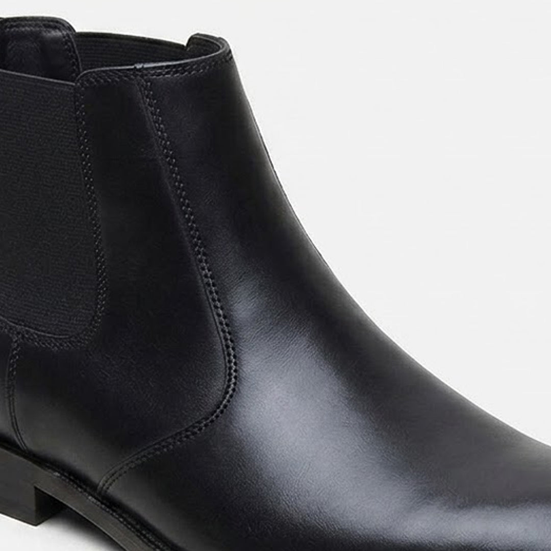 Hayes London | Strider Chelsea Boots – Black Plain Genuine Leather Men’s Shoes
