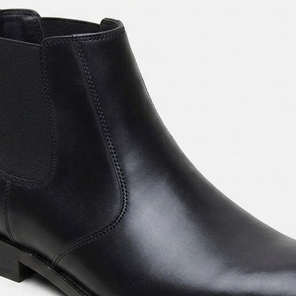 Hayes London | Strider Chelsea Boots – Black Plain Genuine Leather Men’s Shoes