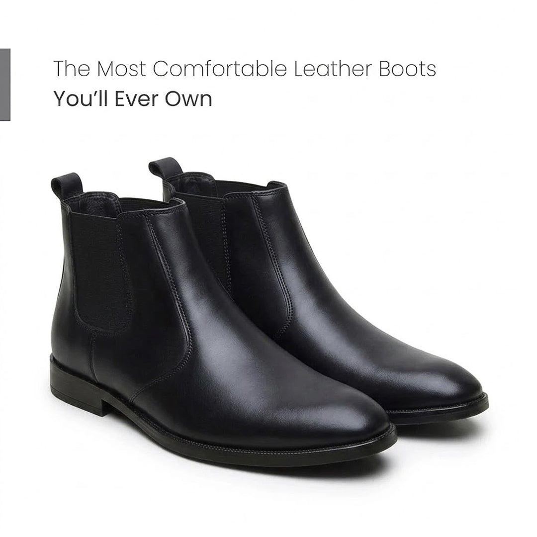 Hayes London | Strider Chelsea Boots – Black Plain Genuine Leather Men’s Shoes