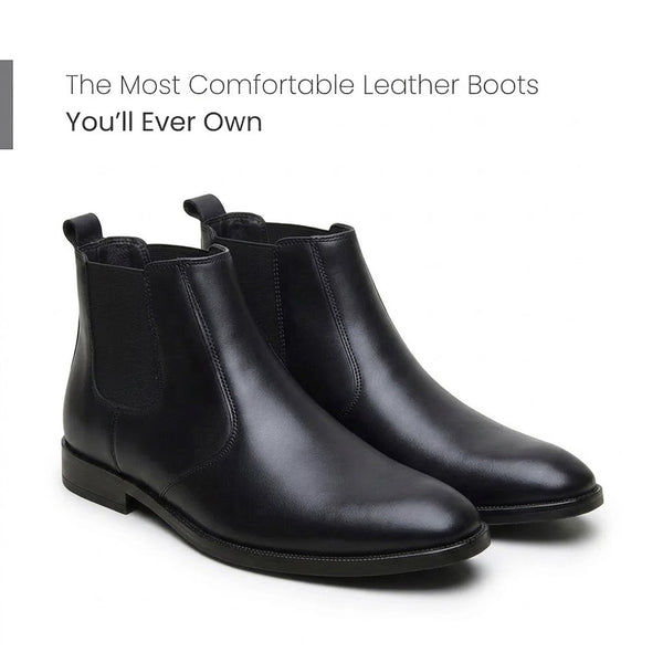 Hayes London | Strider Chelsea Boots – Black Plain Genuine Leather Men’s Shoes