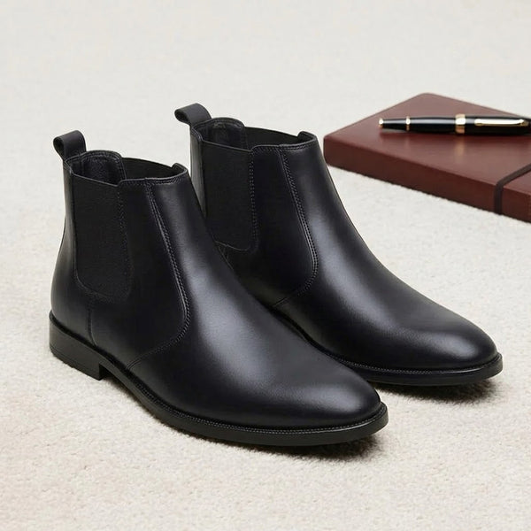 Hayes London | Strider Chelsea Boots – Black Plain Genuine Leather Men’s Shoes