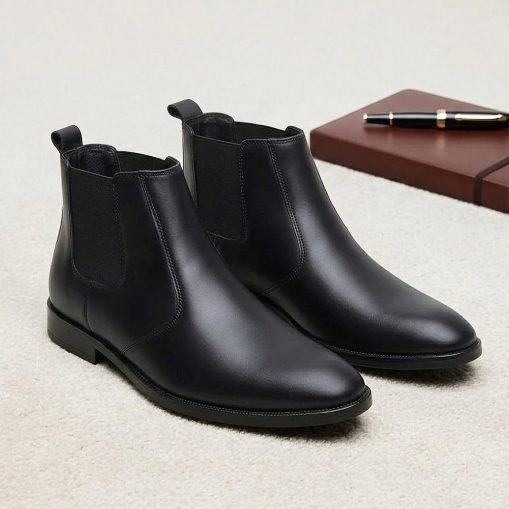Hayes London | Strider Chelsea Boots – Black Plain Genuine Leather Men’s Shoes