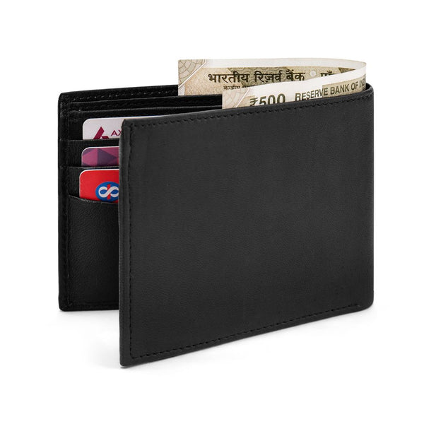 Hayes London | Hayes London Stud Black Genuine Leather Wallet for Men - RFID Blocking, Slim Bifold Wallet with 8 Compartments