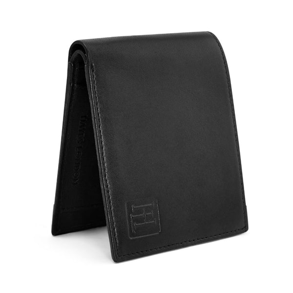 Hayes London | Hayes London Stud Black Genuine Leather Wallet for Men - RFID Blocking, Slim Bifold Wallet with 8 Compartments