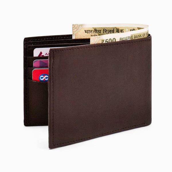 Hayes London | Hayes London Stud Brown Genuine Leather Wallet for Men - RFID Blocking, Slim Bifold Wallet with 8 Compartments