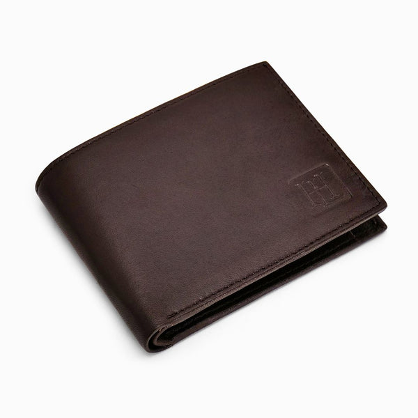 Hayes London | Hayes London Stud Brown Genuine Leather Wallet for Men - RFID Blocking, Slim Bifold Wallet with 8 Compartments