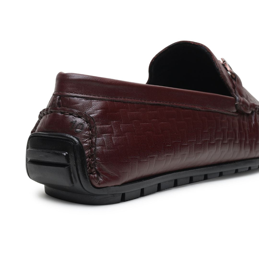 Hayes London | Torque Driving Loafers – Brown Woven Embossed Genuine Leather Men’s Shoes