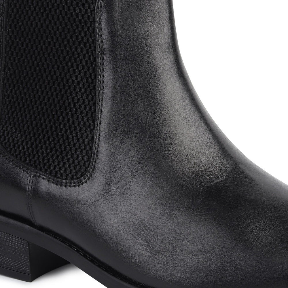 Hayes London | Triabbiani Cuban Heel Boots – Black Plain Genuine Leather Men’s Boots (2.5-Inch Heel & Tapered Toe Design)