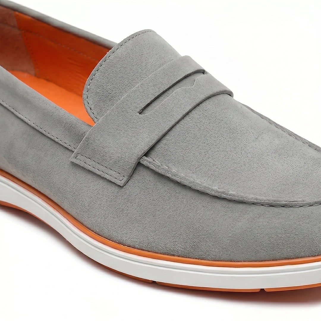 Velour Ash Grey - Italian Suede Leather Casual Loafer Shoes for Men – Smart, Breathable Summer-Walk Loafers