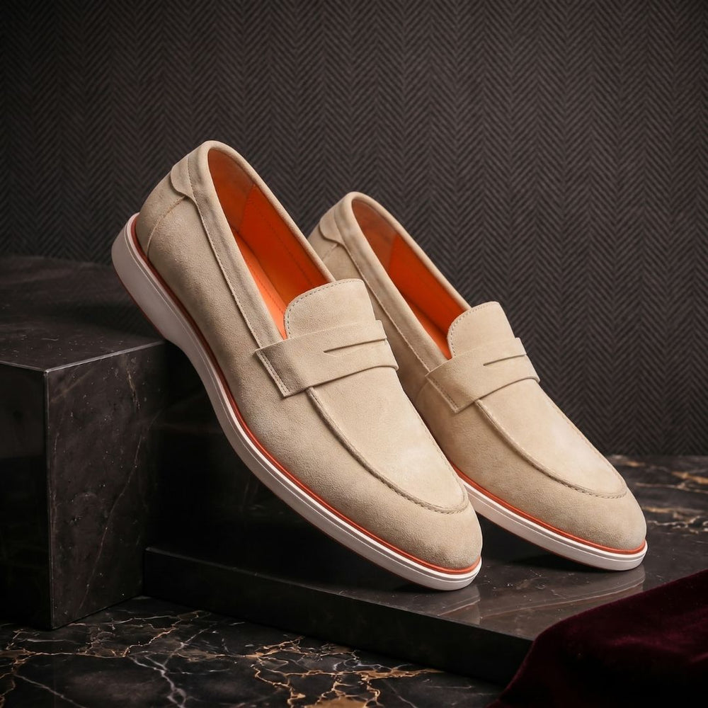 Hayes London | Velour Beige - Italian Suede Leather Casual Loafer Shoes for Men – Smart, Breathable Summer-Walk Loafers