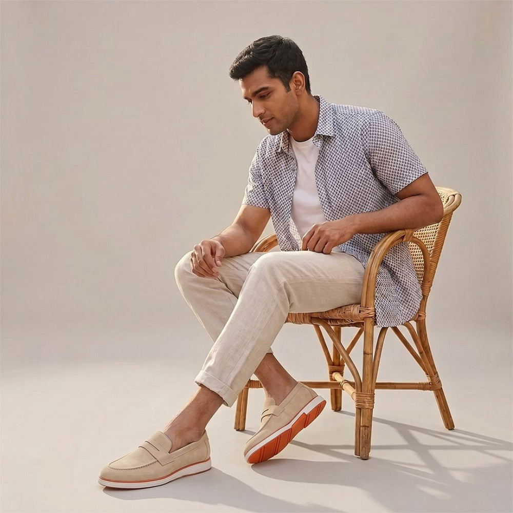 Hayes London | Velour Beige - Italian Suede Leather Casual Loafer Shoes for Men – Smart, Breathable Summer-Walk Loafers