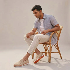 Hayes London | Velour Beige - Italian Suede Leather Casual Loafer Shoes for Men – Smart, Breathable Summer-Walk Loafers
