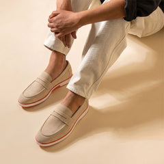 Hayes London | Velour Beige - Italian Suede Leather Casual Loafer Shoes for Men – Smart, Breathable Summer-Walk Loafers