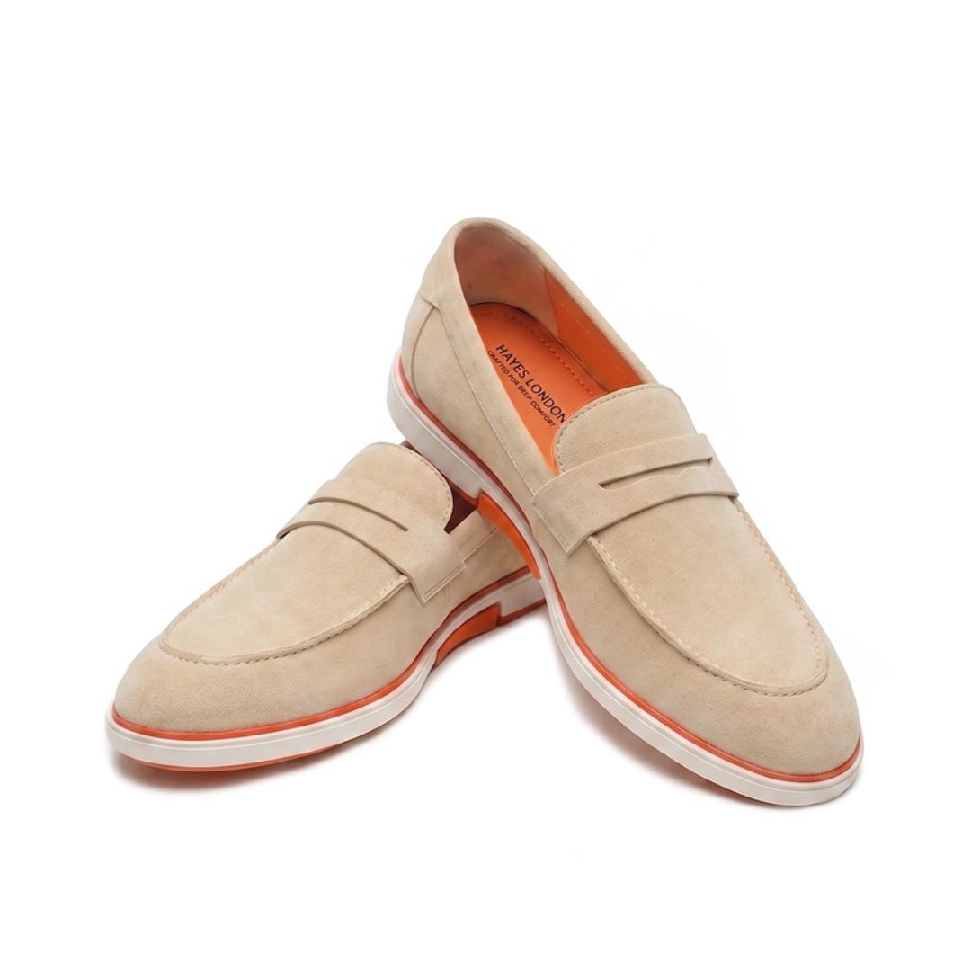 Hayes London | Velour Beige - Italian Suede Leather Casual Loafer Shoes for Men – Smart, Breathable Summer-Walk Loafers