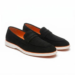 Hayes London | Velour Black - Italian Suede Leather Casual Loafer Shoes for Men – Smart, Breathable Summer-Walk Loafers