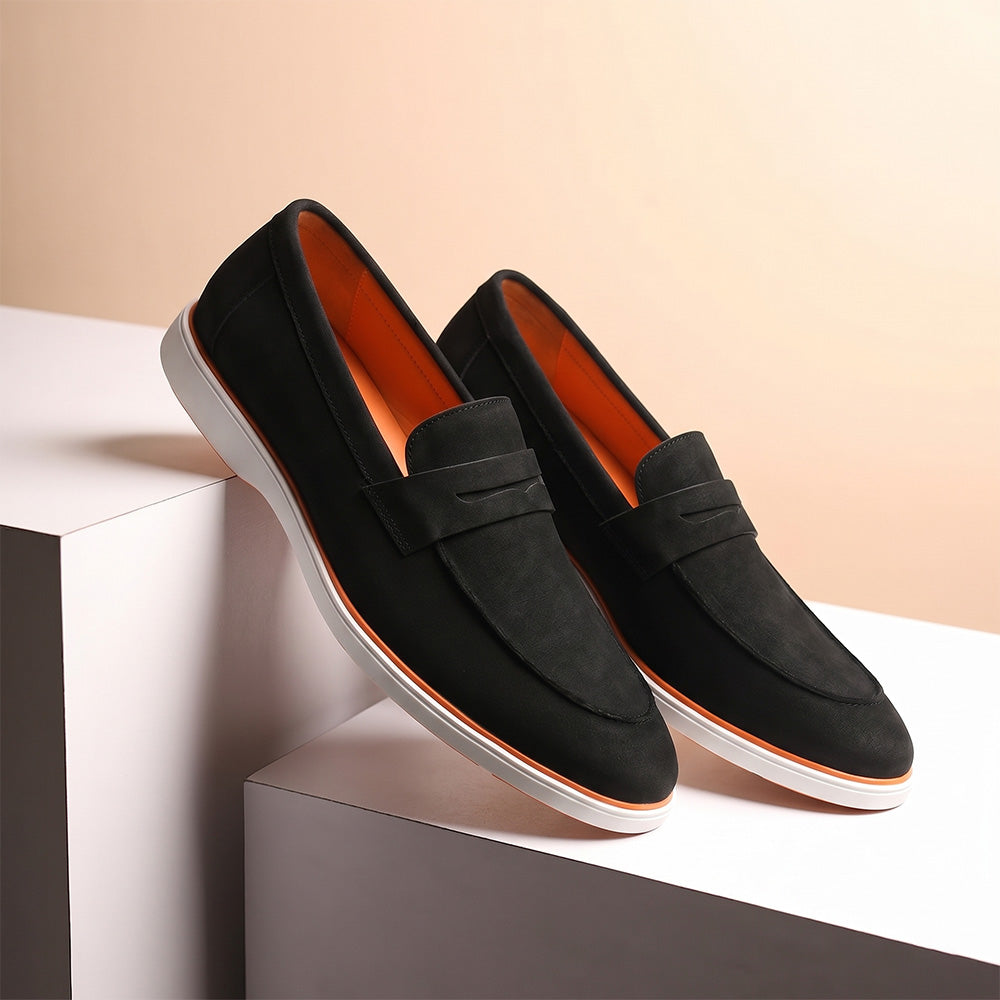 Hayes London | Velour Black - Italian Suede Leather Casual Loafer Shoes for Men – Smart, Breathable Summer-Walk Loafers
