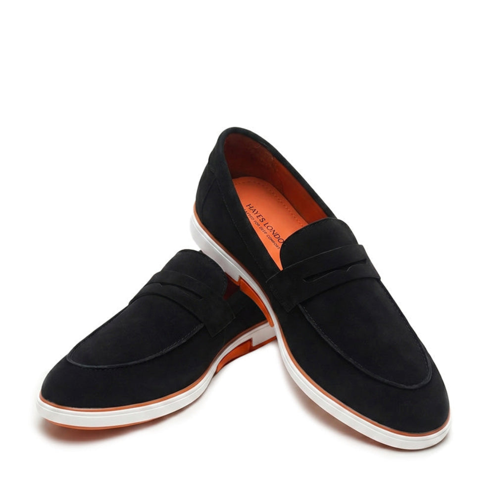 Hayes London | Velour Black - Italian Suede Leather Casual Loafer Shoes for Men – Smart, Breathable Summer-Walk Loafers