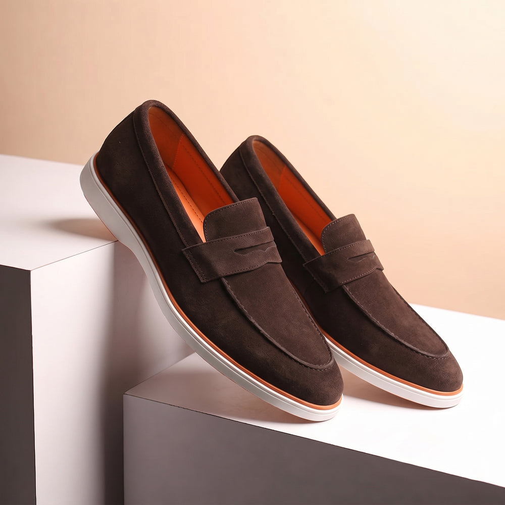 Hayes London | Velour Brown - Italian Suede Leather Casual Loafer Shoes for Men – Smart, Breathable Summer-Walk Loafers