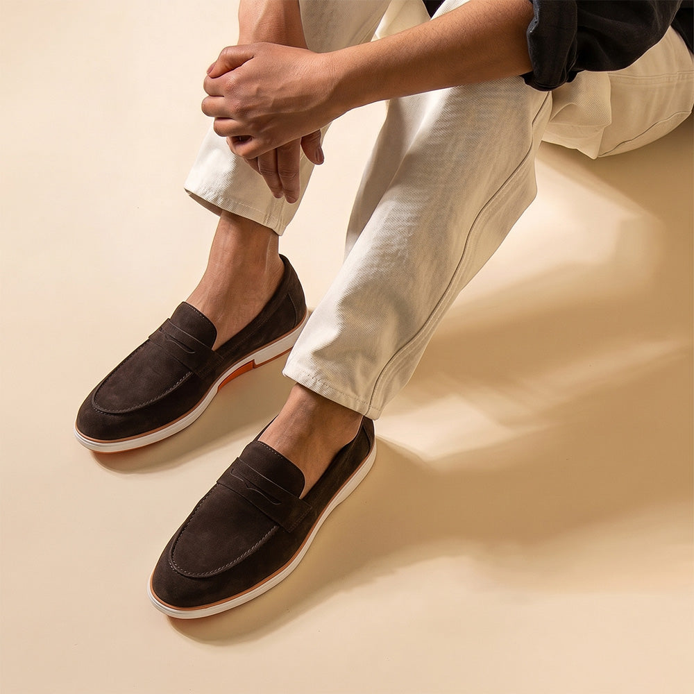 Hayes London | Velour Brown - Italian Suede Leather Casual Loafer Shoes for Men – Smart, Breathable Summer-Walk Loafers