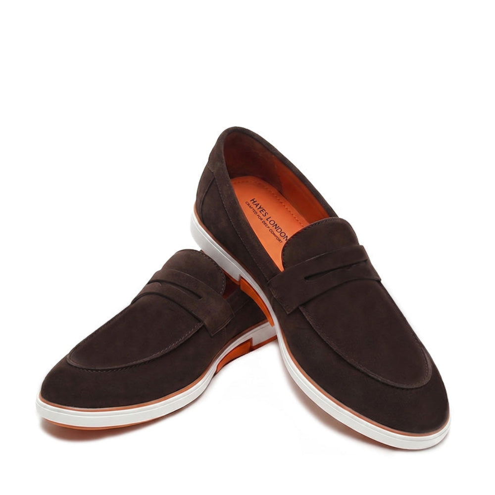 Hayes London | Velour Brown - Italian Suede Leather Casual Loafer Shoes for Men – Smart, Breathable Summer-Walk Loafers