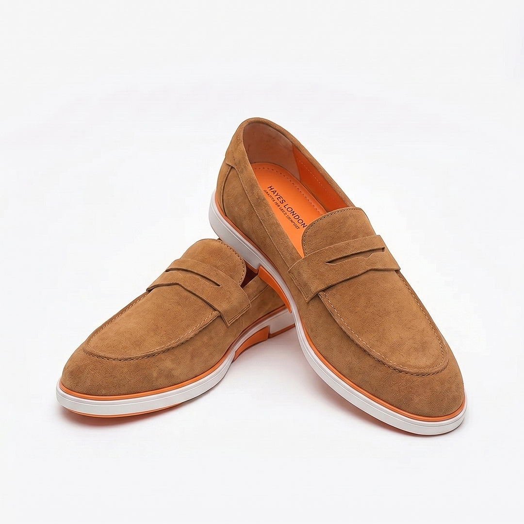 Hayes London | Velour Camel Brown - Italian Suede Leather Casual Loafer Shoes for Men – Smart, Breathable Summer-Walk Loafers