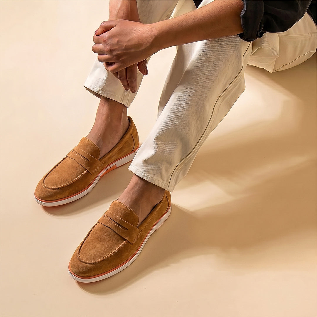Hayes London | Velour Camel Brown - Italian Suede Leather Casual Loafer Shoes for Men – Smart, Breathable Summer-Walk Loafers