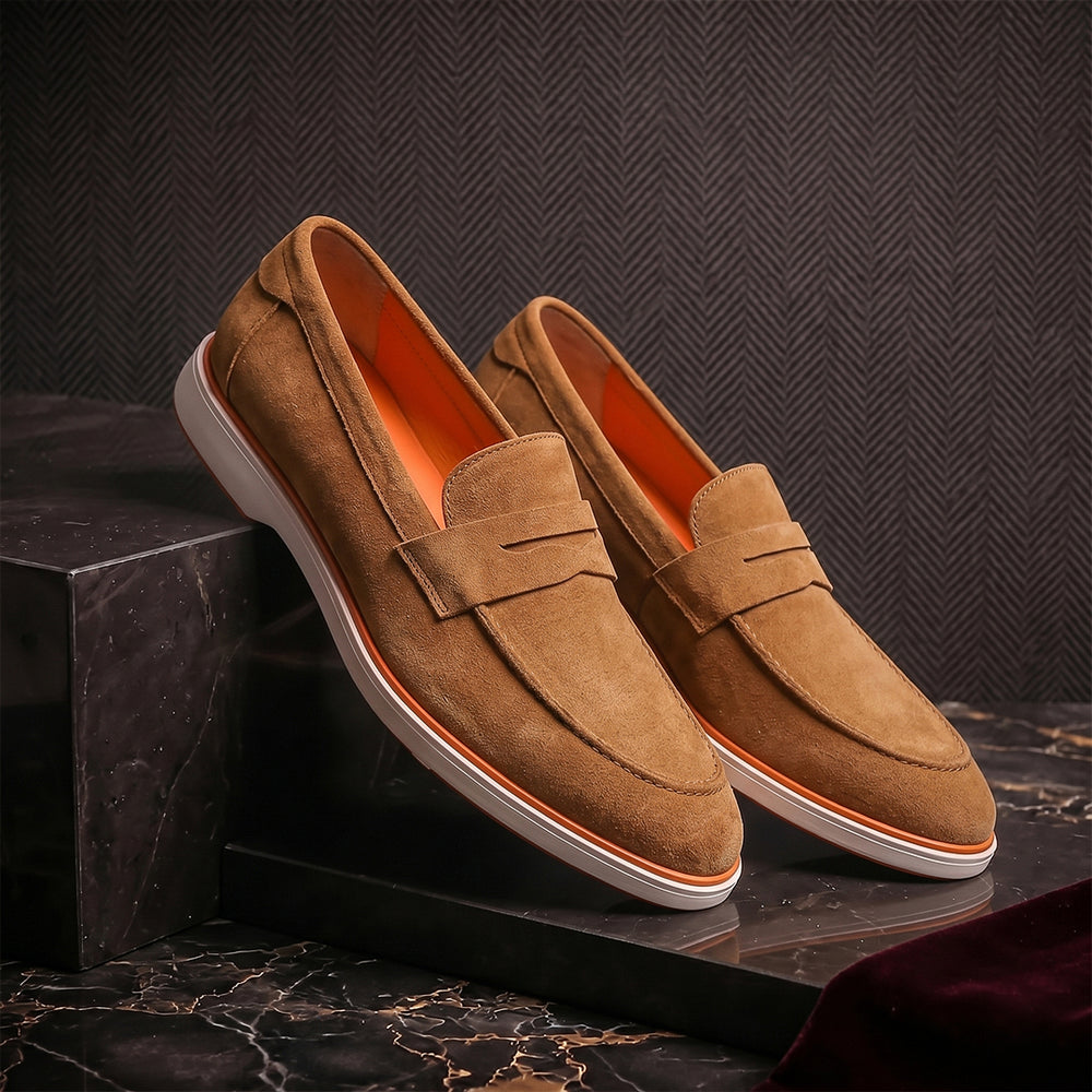 Hayes London | Velour Camel Brown - Italian Suede Leather Casual Loafer Shoes for Men – Smart, Breathable Summer-Walk Loafers