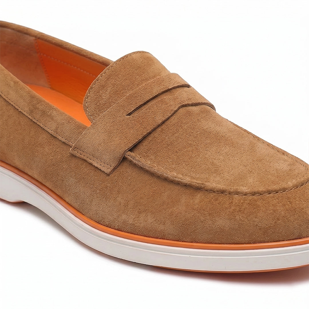 Hayes London | Velour Camel Brown - Italian Suede Leather Casual Loafer Shoes for Men – Smart, Breathable Summer-Walk Loafers