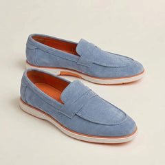 Velour Ice Blue - Italian Suede Leather Casual Loafer Shoes for Men – Smart, Breathable Summer-Walk Loafers