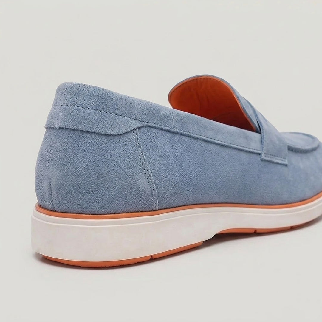 Velour Ice Blue - Italian Suede Leather Casual Loafer Shoes for Men – Smart, Breathable Summer-Walk Loafers