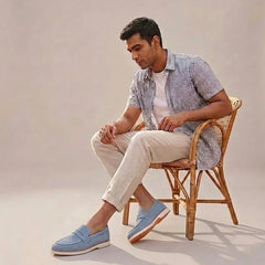Velour Ice Blue - Italian Suede Leather Casual Loafer Shoes for Men – Smart, Breathable Summer-Walk Loafers
