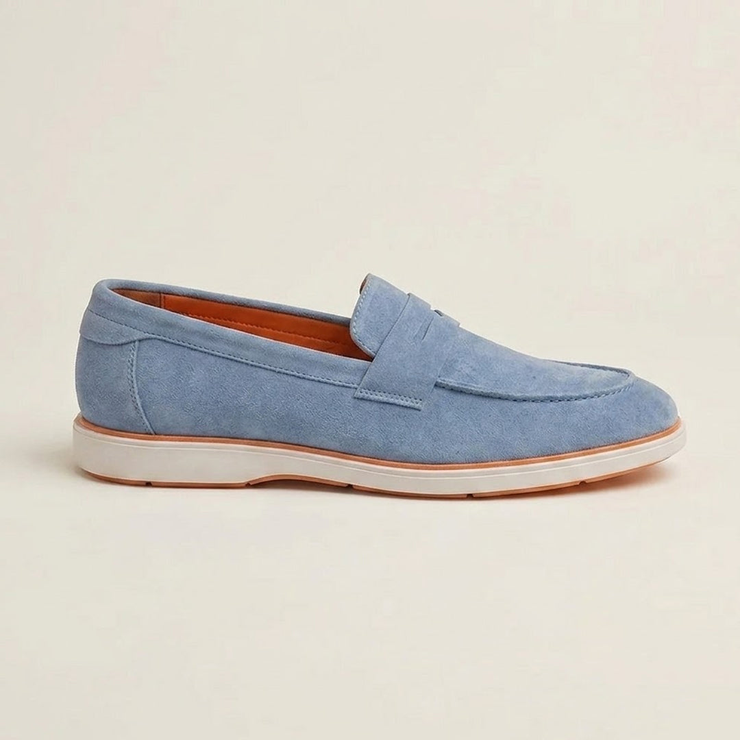 Velour Ice Blue - Italian Suede Leather Casual Loafer Shoes for Men – Smart, Breathable Summer-Walk Loafers