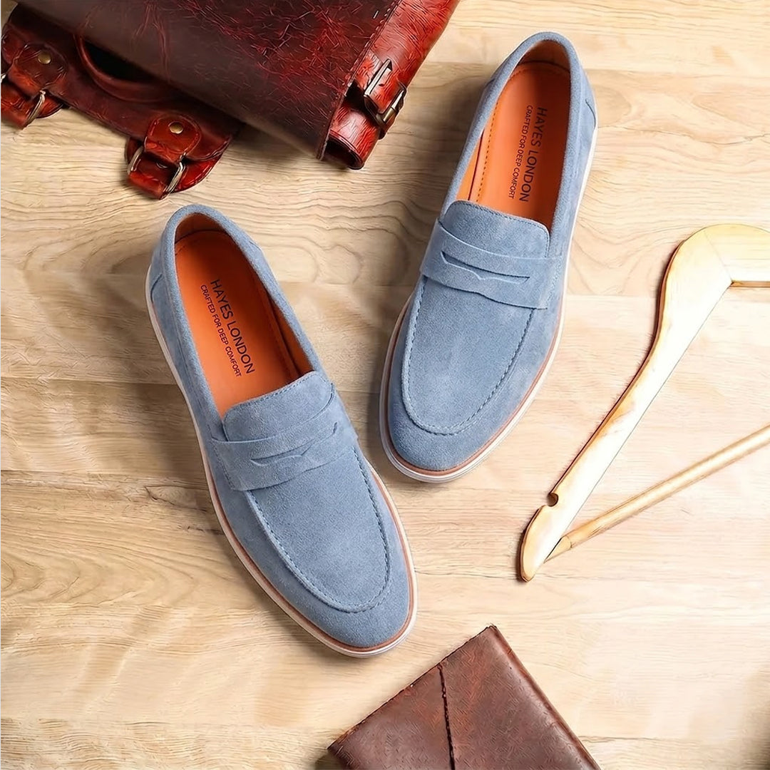 Velour Ice Blue - Italian Suede Leather Casual Loafer Shoes for Men – Smart, Breathable Summer-Walk Loafers