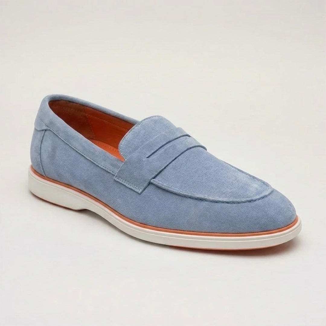 Velour Ice Blue - Italian Suede Leather Casual Loafer Shoes for Men – Smart, Breathable Summer-Walk Loafers