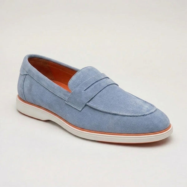 Hayes London | Velour Ice Blue - Italian Suede Leather Casual Loafer Shoes for Men – Smart, Breathable Summer-Walk Loafers