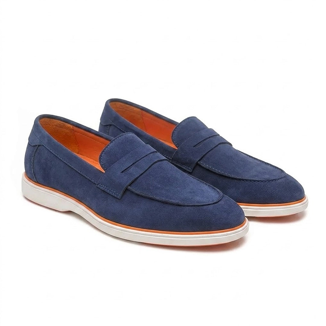 Velour Navy Blue - Italian Suede Leather Casual Loafer Shoes for Men – Smart, Breathable Summer-Walk Loafers