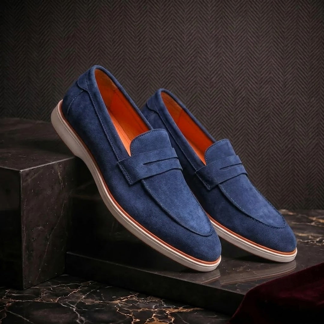 Velour Navy Blue - Italian Suede Leather Casual Loafer Shoes for Men – Smart, Breathable Summer-Walk Loafers