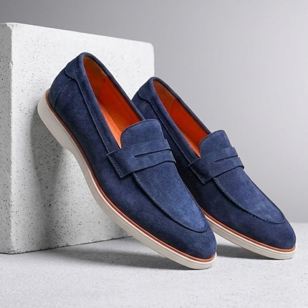 Hayes London | Velour Navy Blue - Italian Suede Leather Casual Loafer Shoes for Men – Smart, Breathable Summer-Walk Loafers