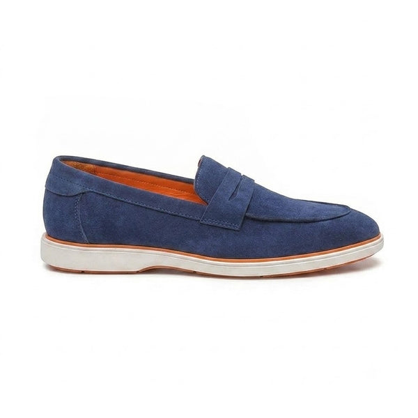 Hayes London | Velour Navy Blue - Italian Suede Leather Casual Loafer Shoes for Men – Smart, Breathable Summer-Walk Loafers