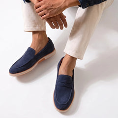 Hayes London | Velour Navy Blue - Italian Suede Leather Casual Loafer Shoes for Men – Smart, Breathable Summer-Walk Loafers