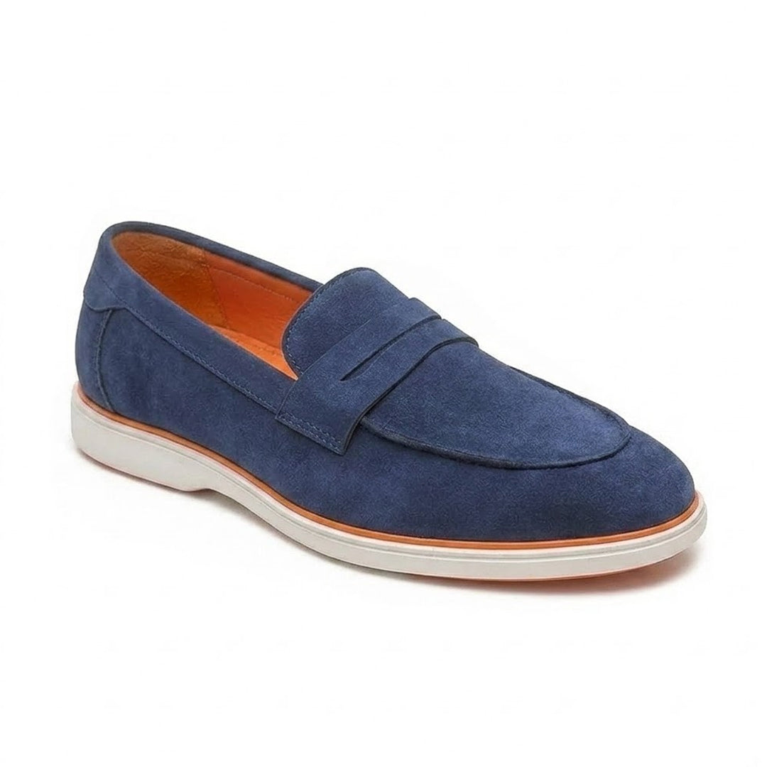 Velour Navy Blue - Italian Suede Leather Casual Loafer Shoes for Men – Smart, Breathable Summer-Walk Loafers